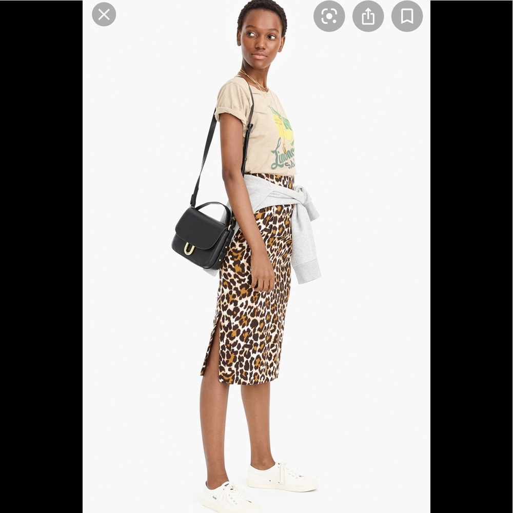 NWT J. CREW LEOPARD PRINT PENCIL SKIRT, 6
